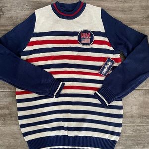 Tipsy Elves Men’s Sz S USA Red White Blue Knit Sweater